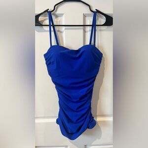 Natori Tummy Control Deco Blue Tankini top Size 6 B/C